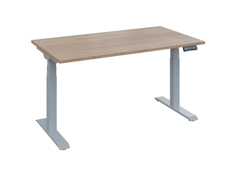 Fleximax 28-14 výškově nastavitelný stůl, kovová podnož stříbrná, deska 25 mm, široký 1400 mm, dub bardolino